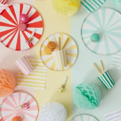 Fashion Meri Meri 8 Aqua Stripe Plates