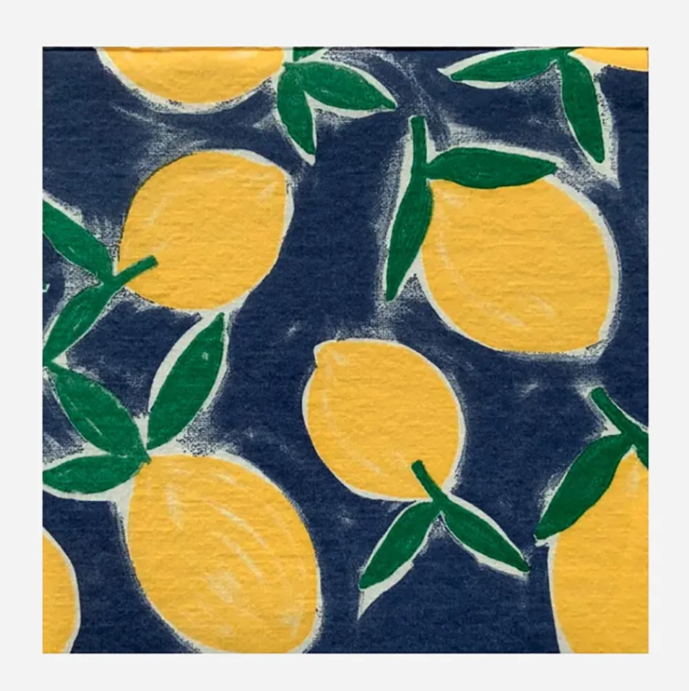 Sale Françoise Paviot 20 Blue And Lemon Yellow Napkins
