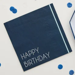 Best Sale Ginger Ray 16 Blue Happy Birthday Napkins