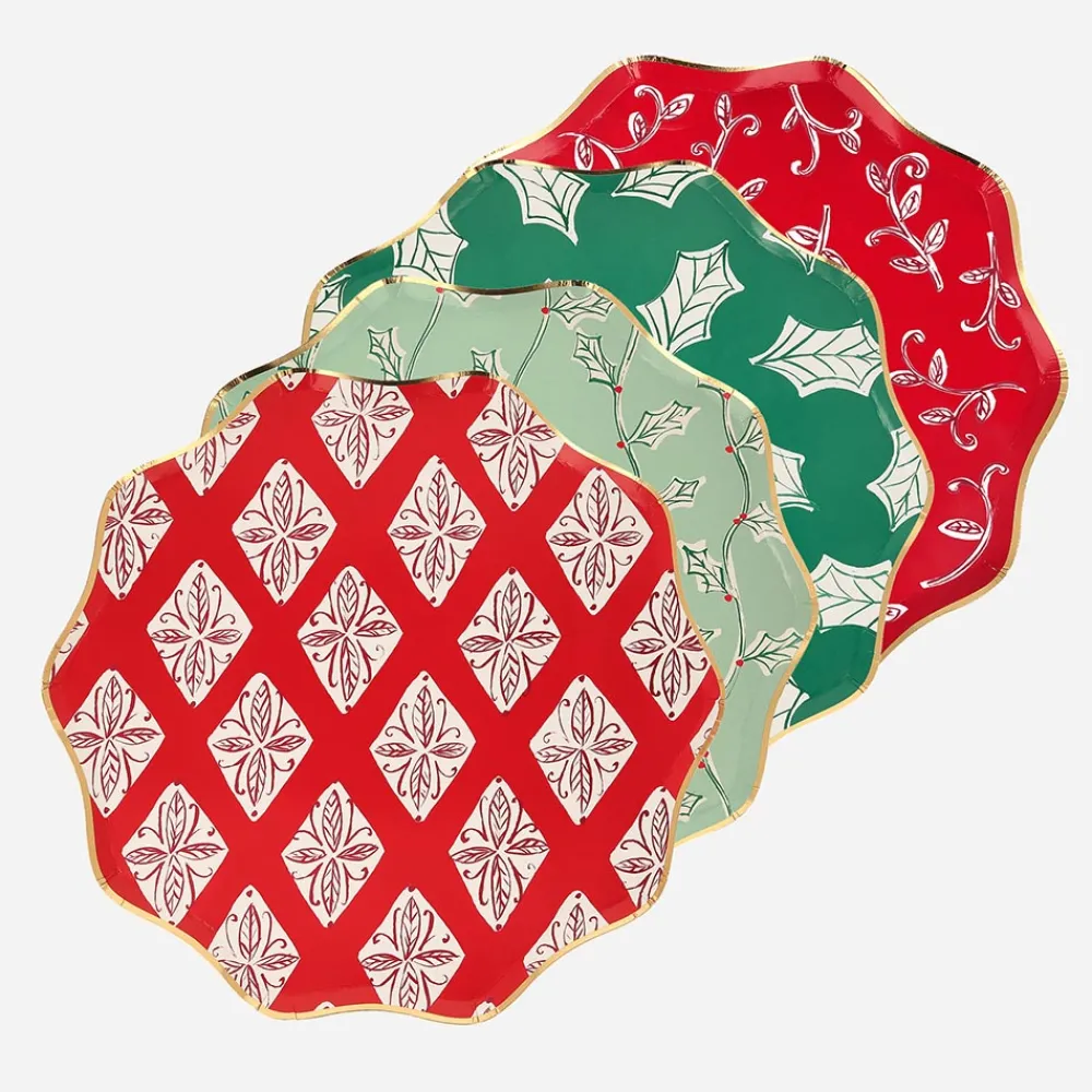 Sale Meri Meri 8 Christmas Plates With Block Print Patterns