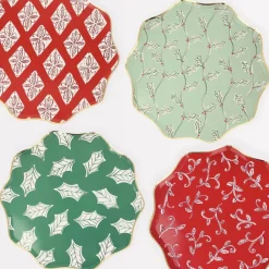 Sale Meri Meri 8 Christmas Plates With Block Print Patterns