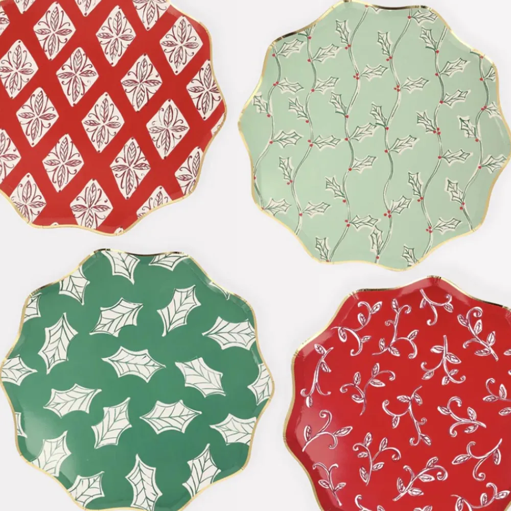 Sale Meri Meri 8 Christmas Plates With Block Print Patterns