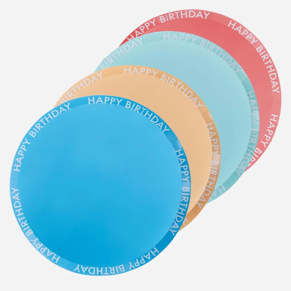 Best Ginger Ray 8 Colorful Happy Birthday Plates
