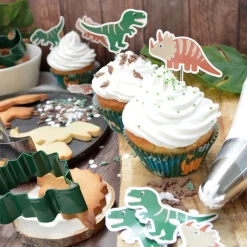 Hot ScrapCooking 24 Dino Cupcake Toppers And Cases