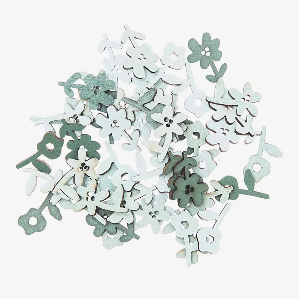 New Rico Design 48 Duo Mint Flower Confetti In Wood
