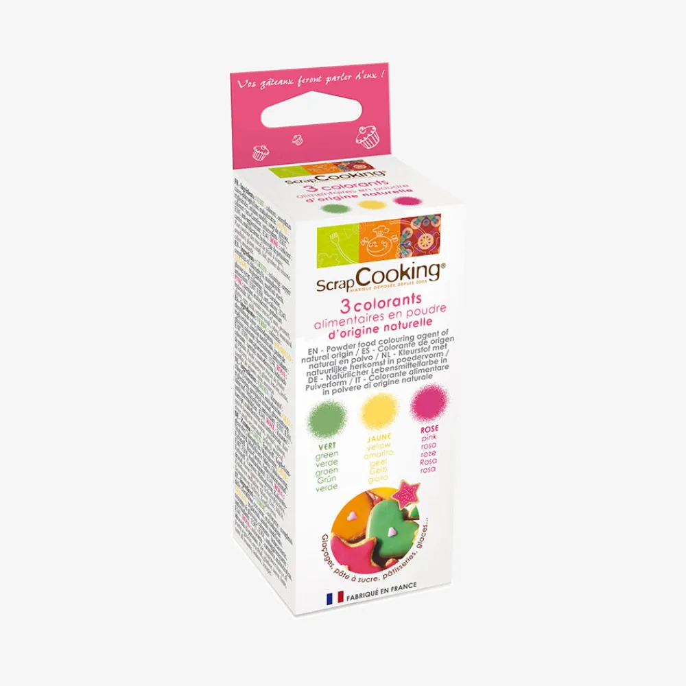 New ScrapCooking 3 Dyes Of Natural Origin Pink / Green / Yellow