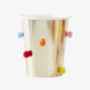 Online Ginger Ray 8 Golden Cups With Multicolored Pompoms