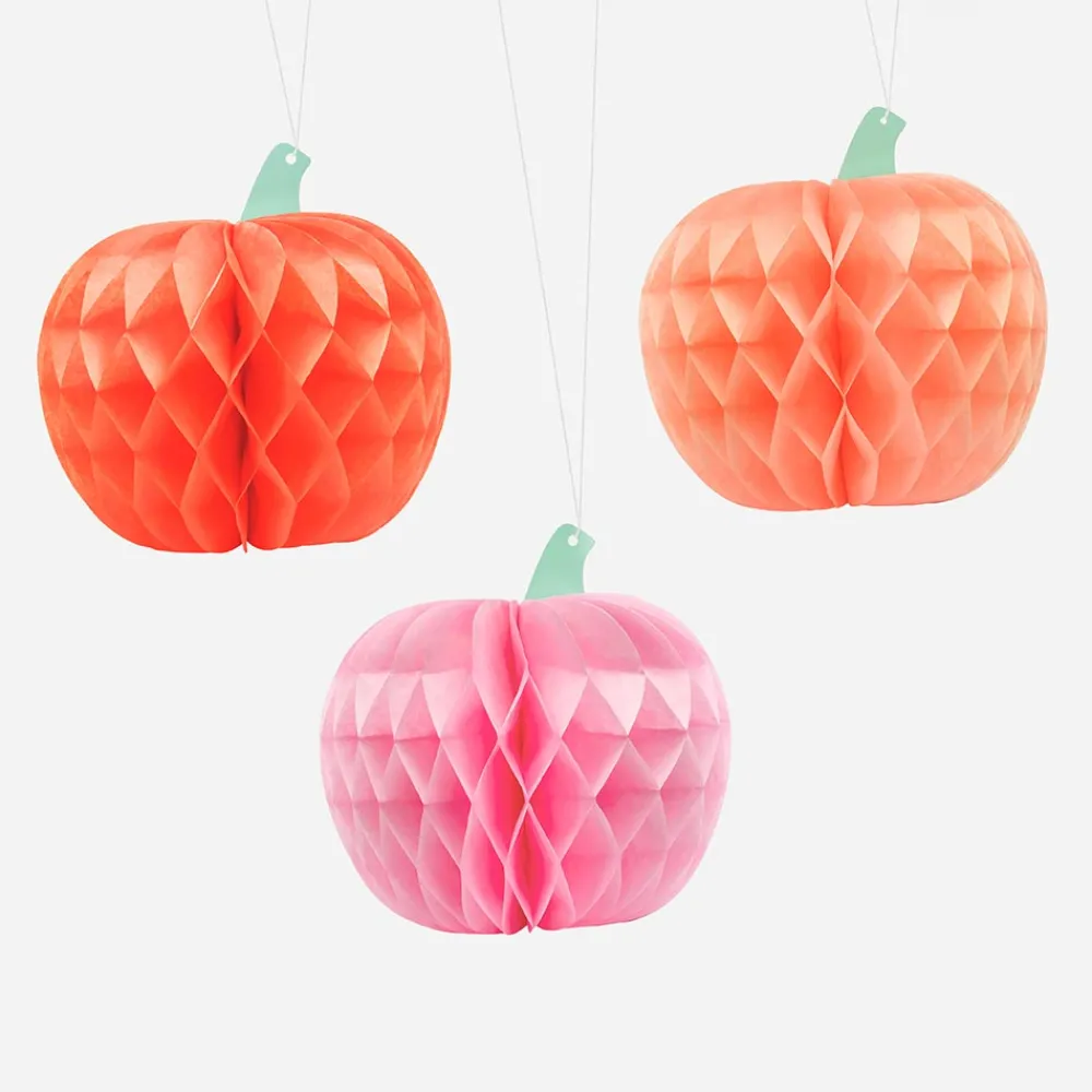 Clearance Party Deco 3 Halloween Honeycomb Pumpkins