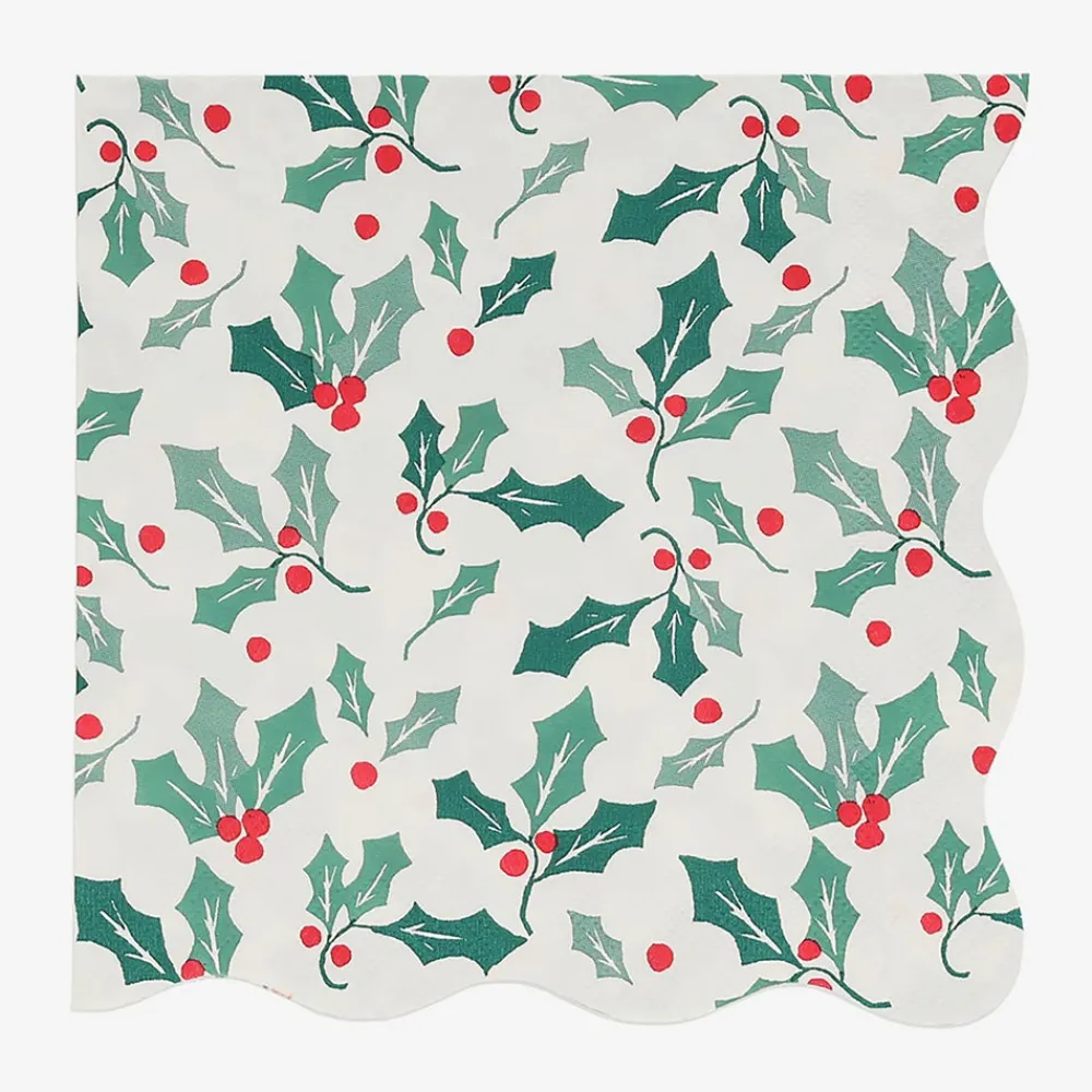 Shop Meri Meri 16 Holly Christmas Napkins
