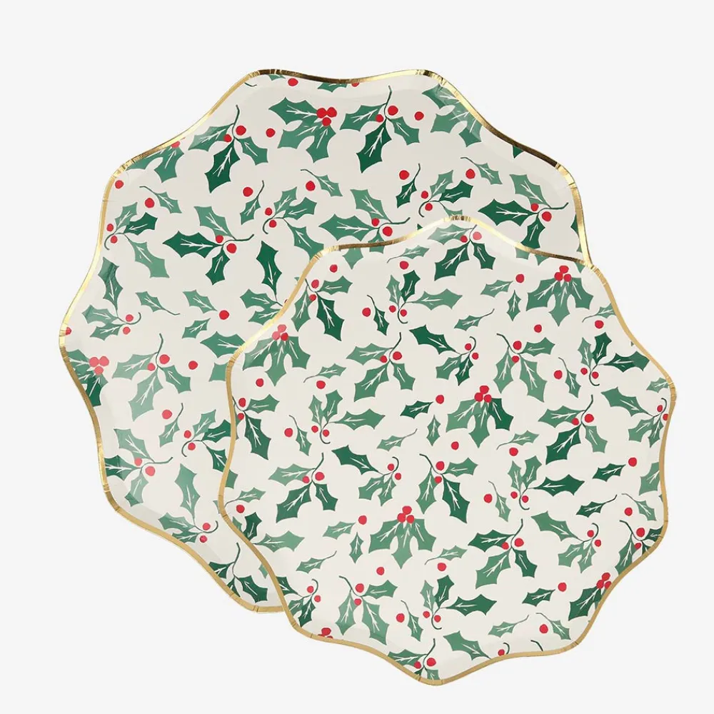Cheap Meri Meri 8 Holly Christmas Plates