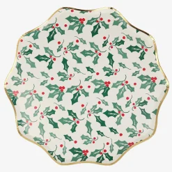 Cheap Meri Meri 8 Holly Christmas Plates