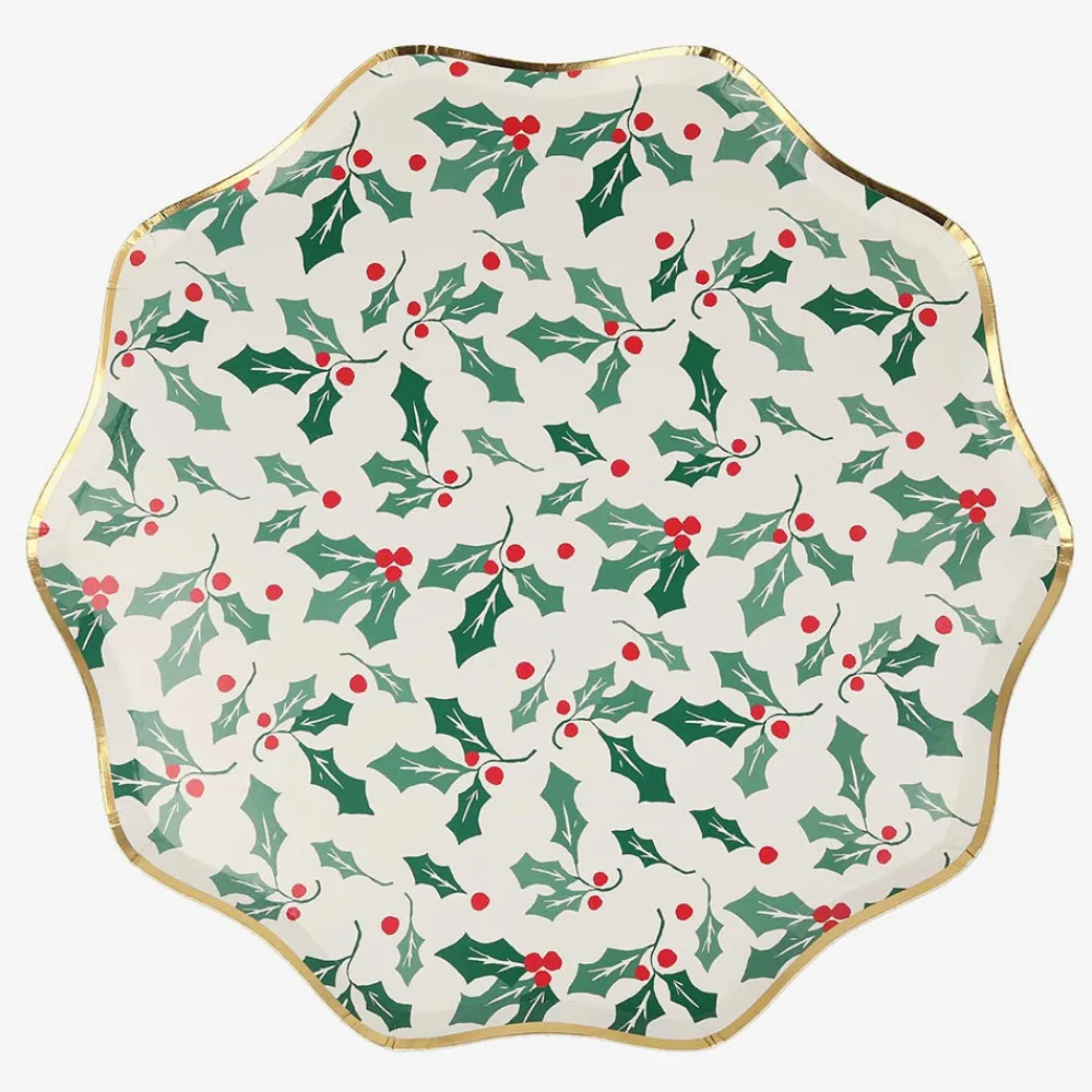 Cheap Meri Meri 8 Holly Christmas Plates