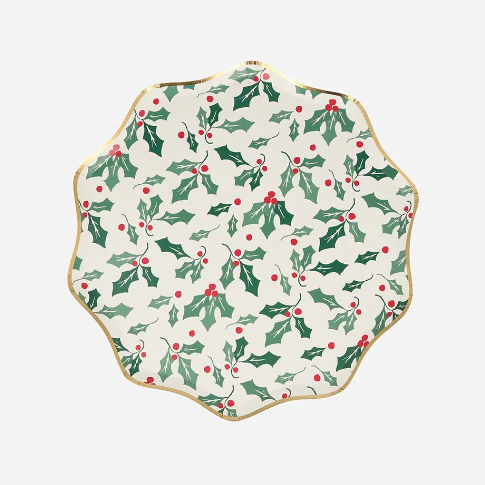 Cheap Meri Meri 8 Holly Christmas Plates