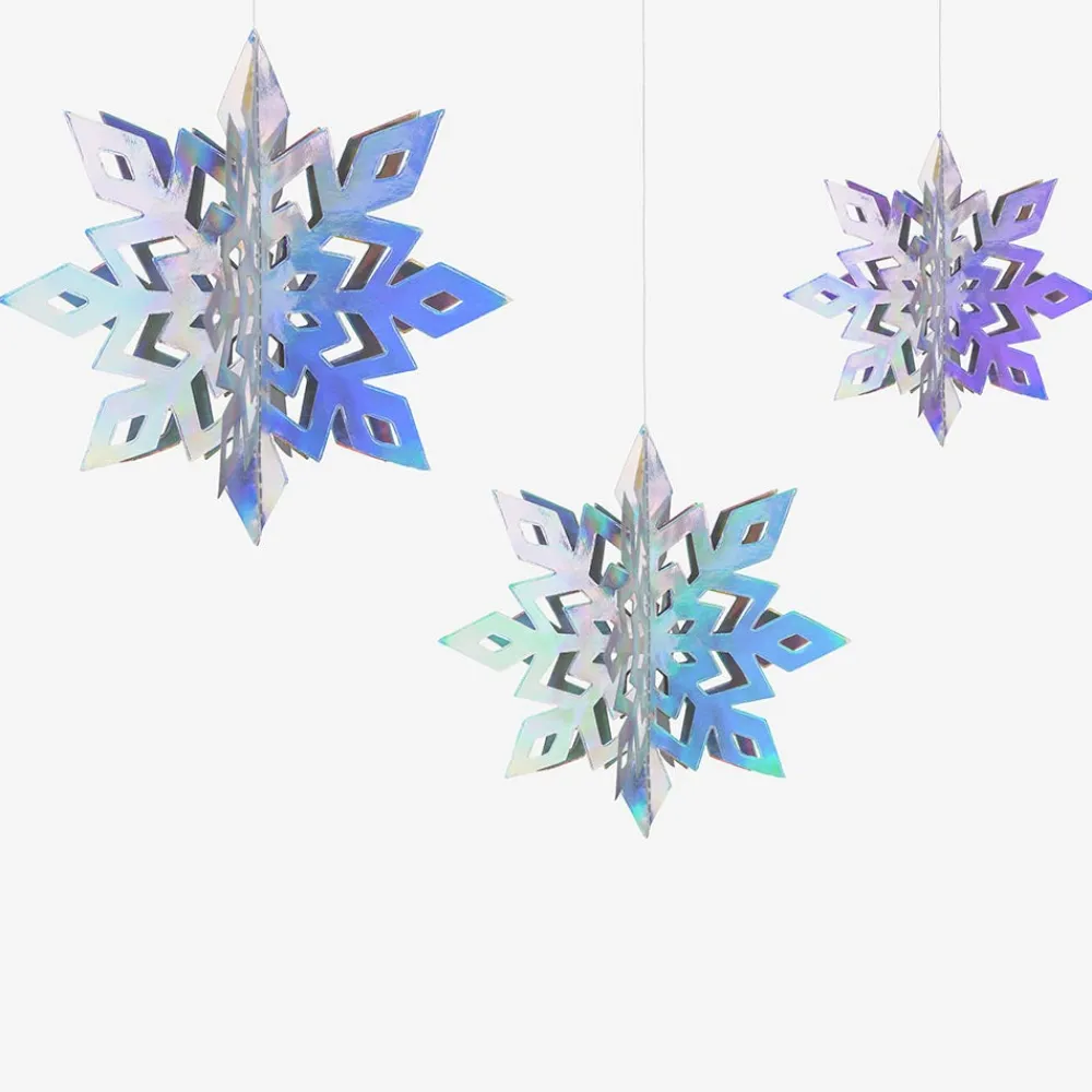 Outlet Party Deco 6 Iridescent Snowflake Decorations