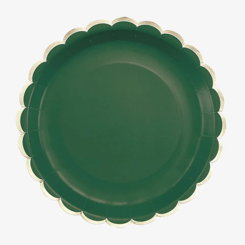 Cheap Party Pro 8 Jungle Green Scalloped Plates