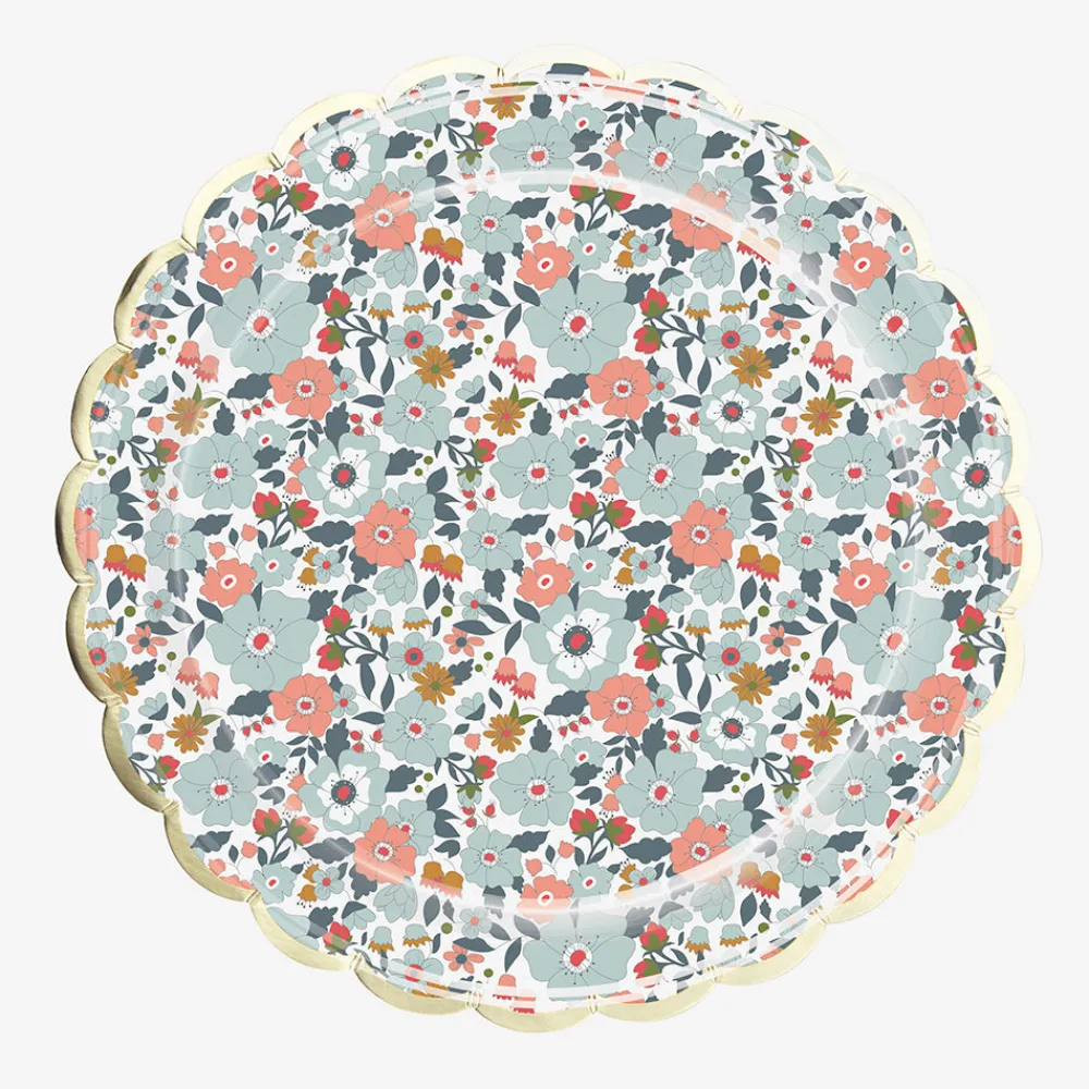 Cheap Party Pro 8 Liberty Flowers Scalloped Plates