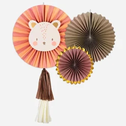 Best Party Deco 3 Lion Paper Rosettes