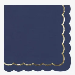Cheap Party Pro 16 Navy Blue Scalloped Napkins