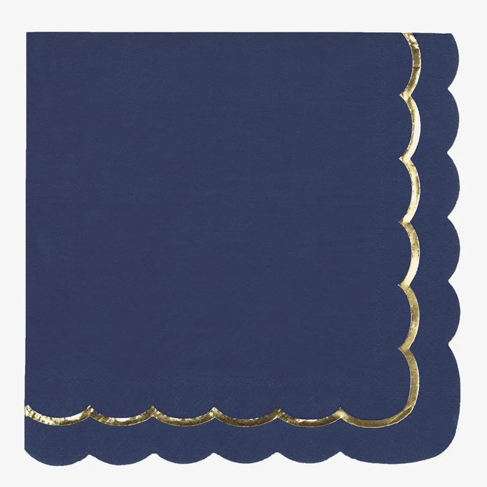 Cheap Party Pro 16 Navy Blue Scalloped Napkins