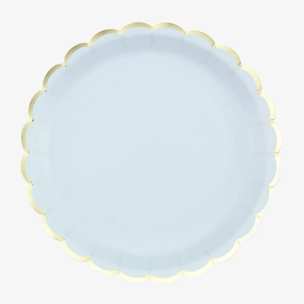 Cheap Party Pro 8 Pastel Blue Scalloped Plates