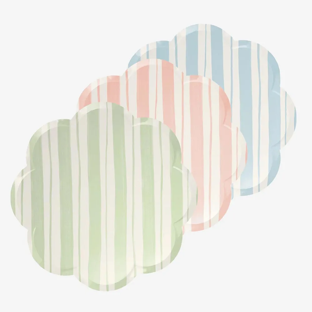 Discount Meri Meri 8 Pastel Striped Plates