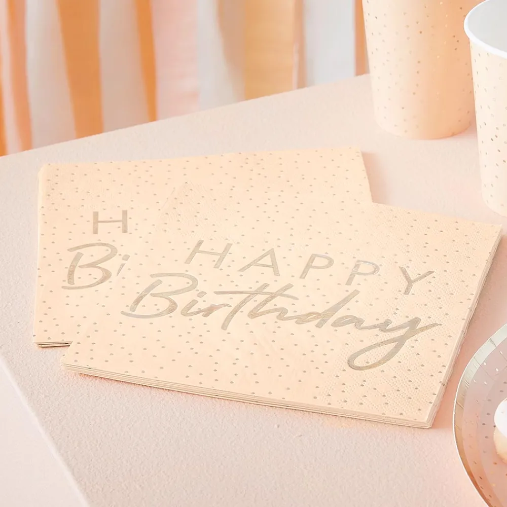 Best Sale Ginger Ray 16 Peach Napkins With Golden Dots