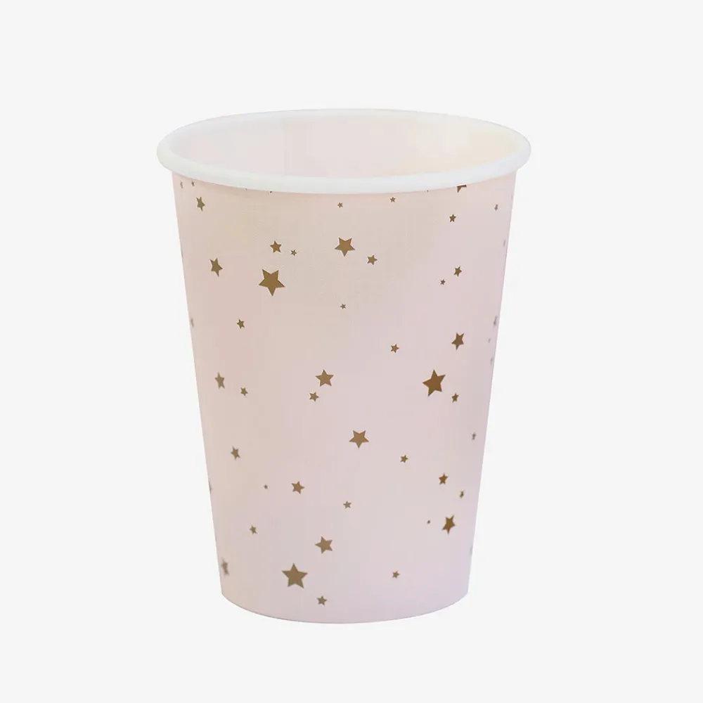 Clearance Ginger Ray 8 Pink And Gold Star Cups