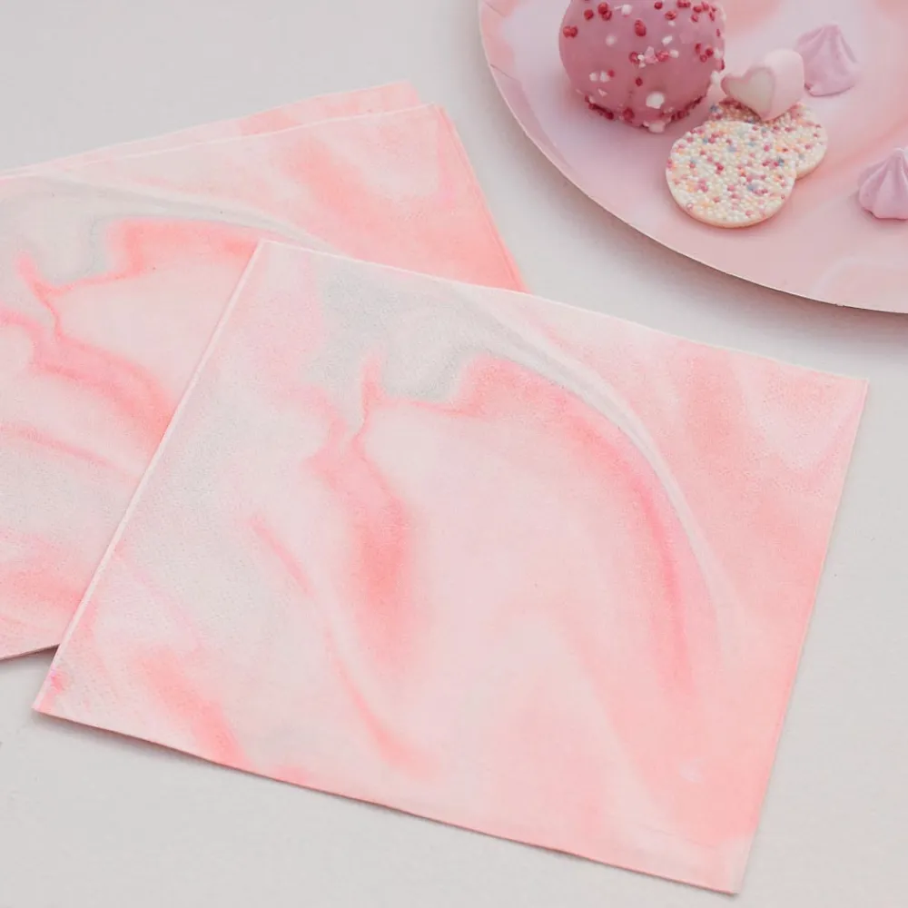 Best Sale Ginger Ray 16 Pink Marble Napkins