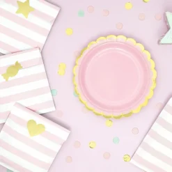 Store Party Deco 6 Pockets With Pink Stripes And Stickers