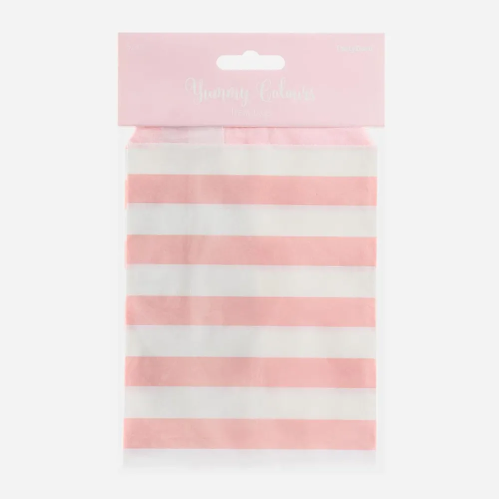 Store Party Deco 6 Pockets With Pink Stripes And Stickers