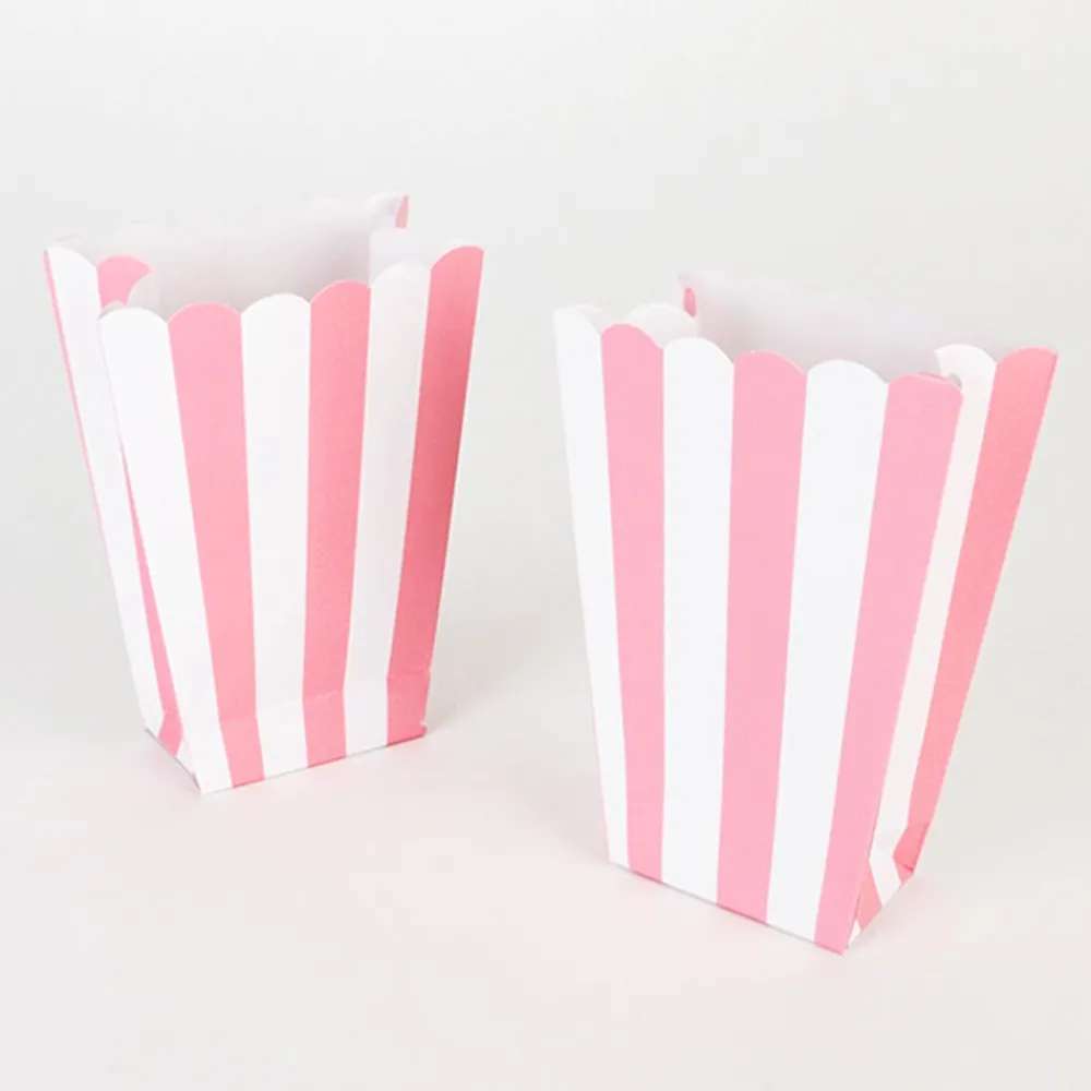 Store Amscan 5 Popcorn Boxes - Pink Stripes