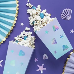 Store Party Deco 6 Popcorn Boxes - Seashell