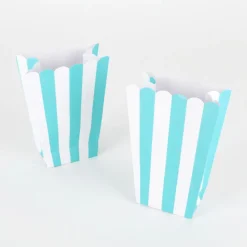 Store Amscan 5 Popcorn Boxes - Turquoise Stripes