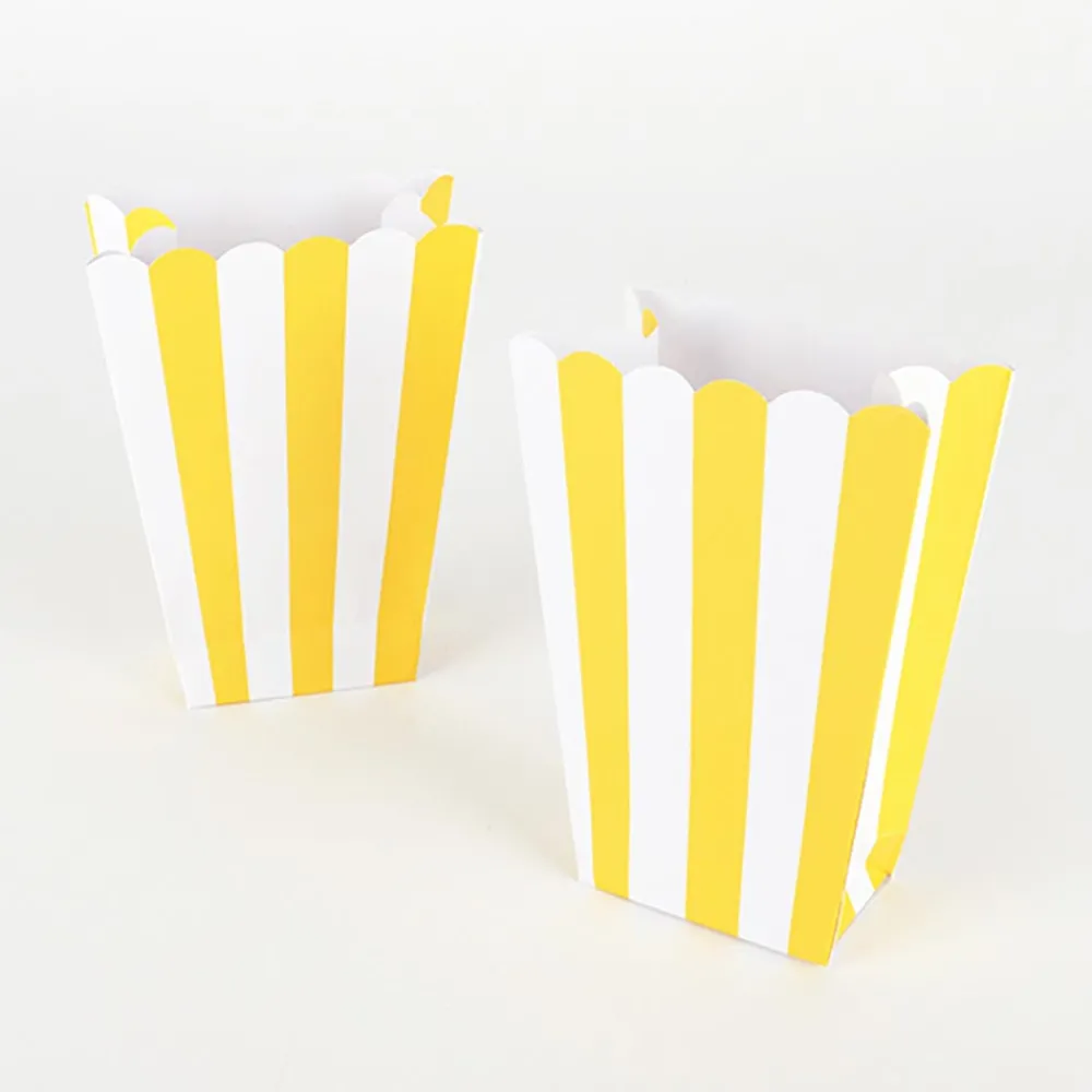 Shop Amscan 5 Popcorn Boxes - Yellow Stripes