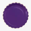 Clearance Party Pro 8 Purple And Gold Scalloped Plates