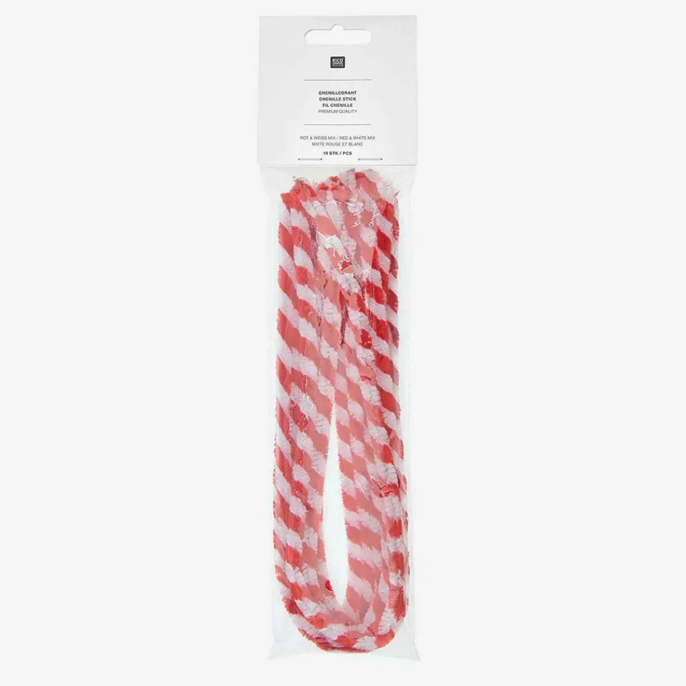 Best Sale Rico Design 10 Red And White Chenille Threads