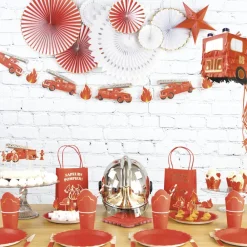 New Party Pro 3 Red And White Paper Rosettes