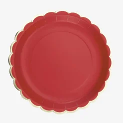 Cheap Party Pro 8 Red Scalloped Plates