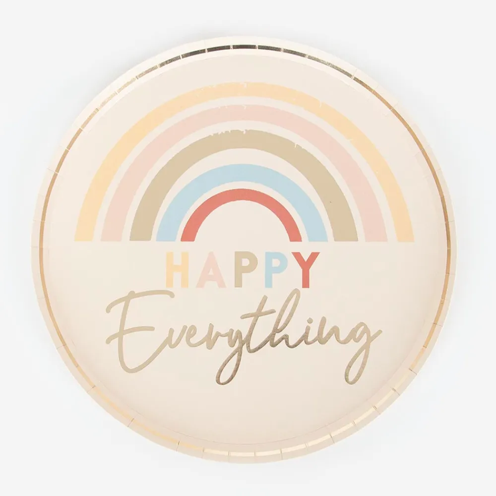 Outlet Ginger Ray 8 Retro Rainbow Plates