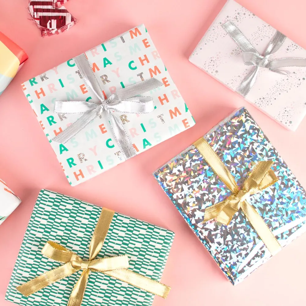 Outlet Rico Design 1 Roll Of Holographic Silver Wrapping Paper