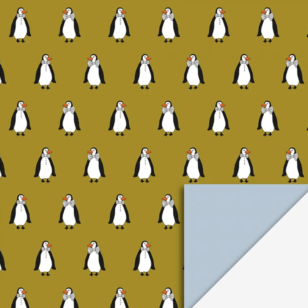 Hot House of Products 1 Roll Of Mustard Penguin Wrapping Paper