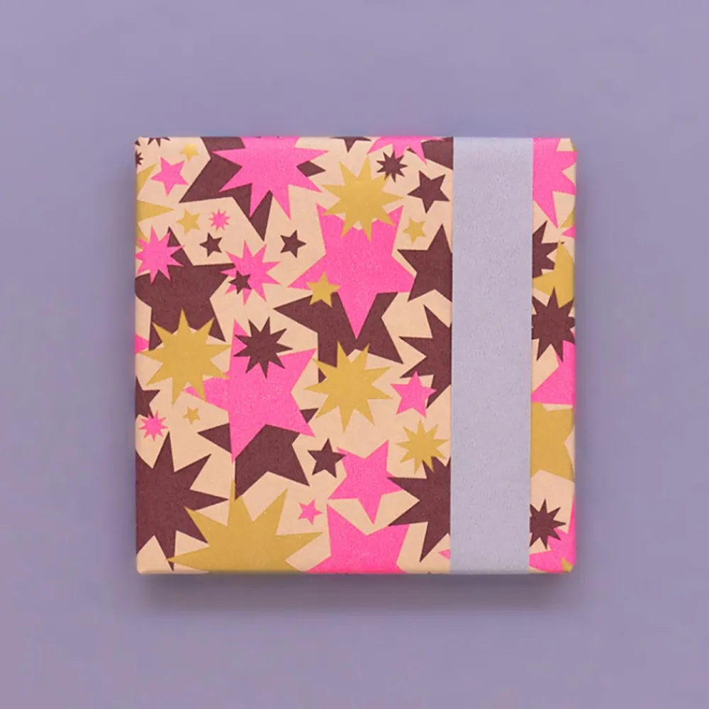 New House of Products 1 Roll Of Pink Stars Wrapping Paper