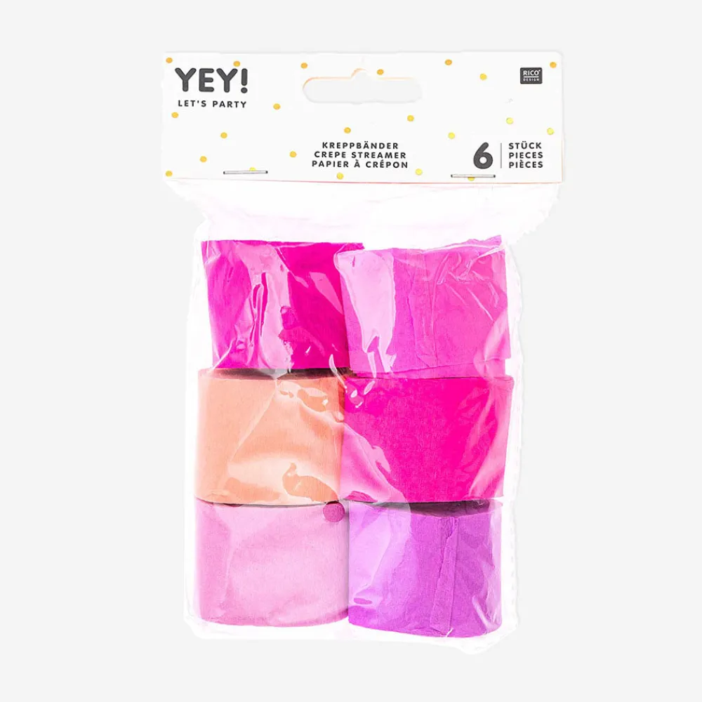 Shop Rico Design 6 Rolls Of Fuchsia Pink Mixed Crepe Paper