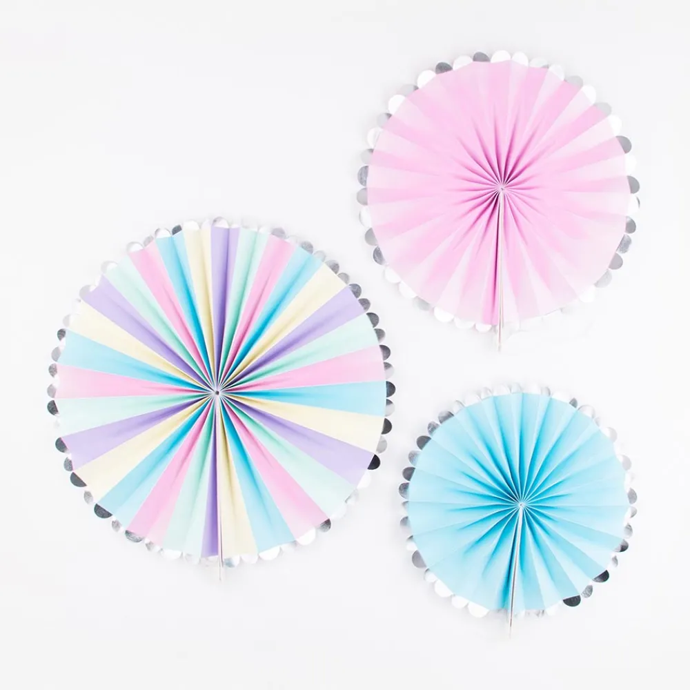 New Party Deco 3 Rosettes - Pastel