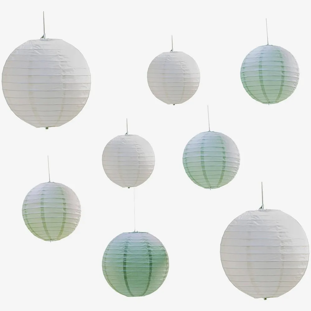 Store Ginger Ray 8 Sage Green And White Chinese Lanterns