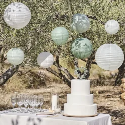 Store Ginger Ray 8 Sage Green And White Chinese Lanterns