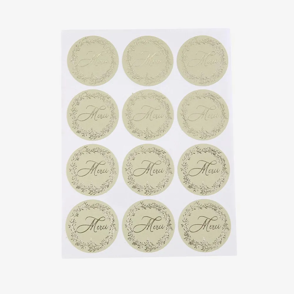 New Arty Fêtes Factory 24 Sage Twig Thank You Stickers