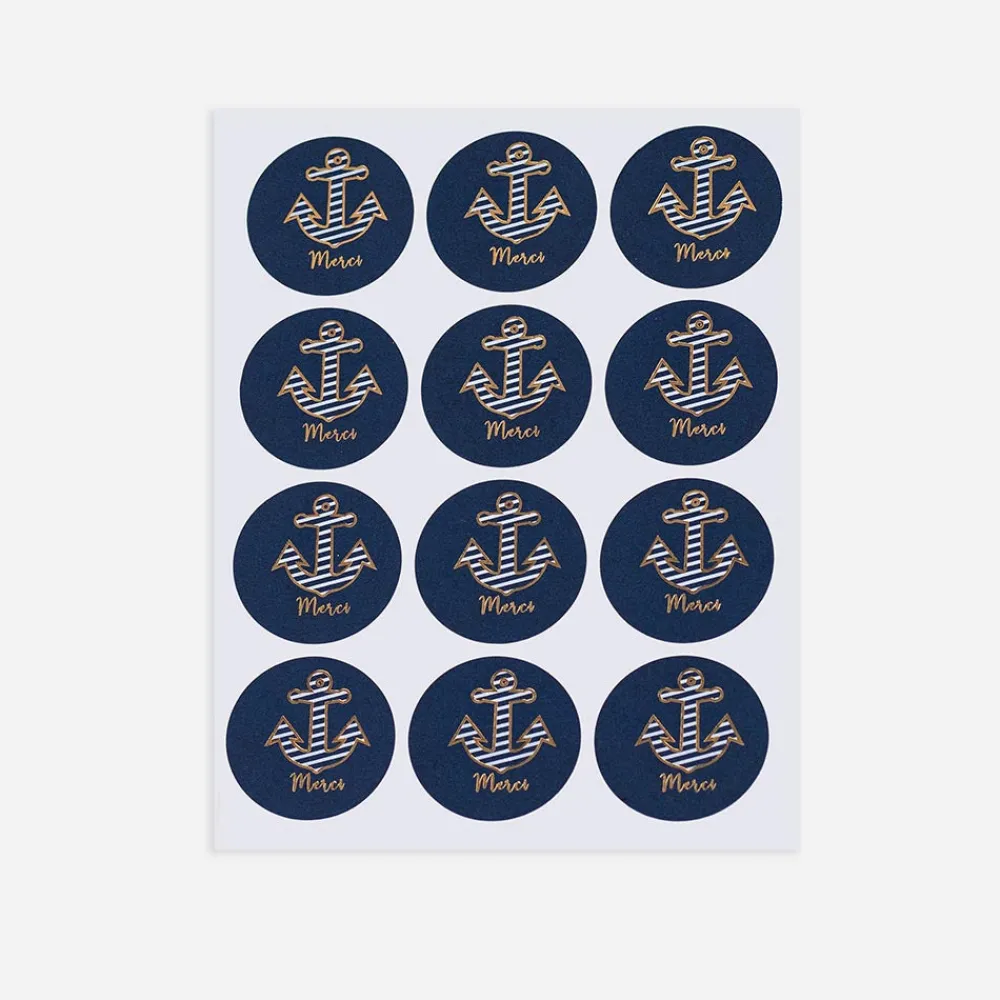 Hot Arty Fêtes Factory 24 Sea Anchor Thank You Stickers
