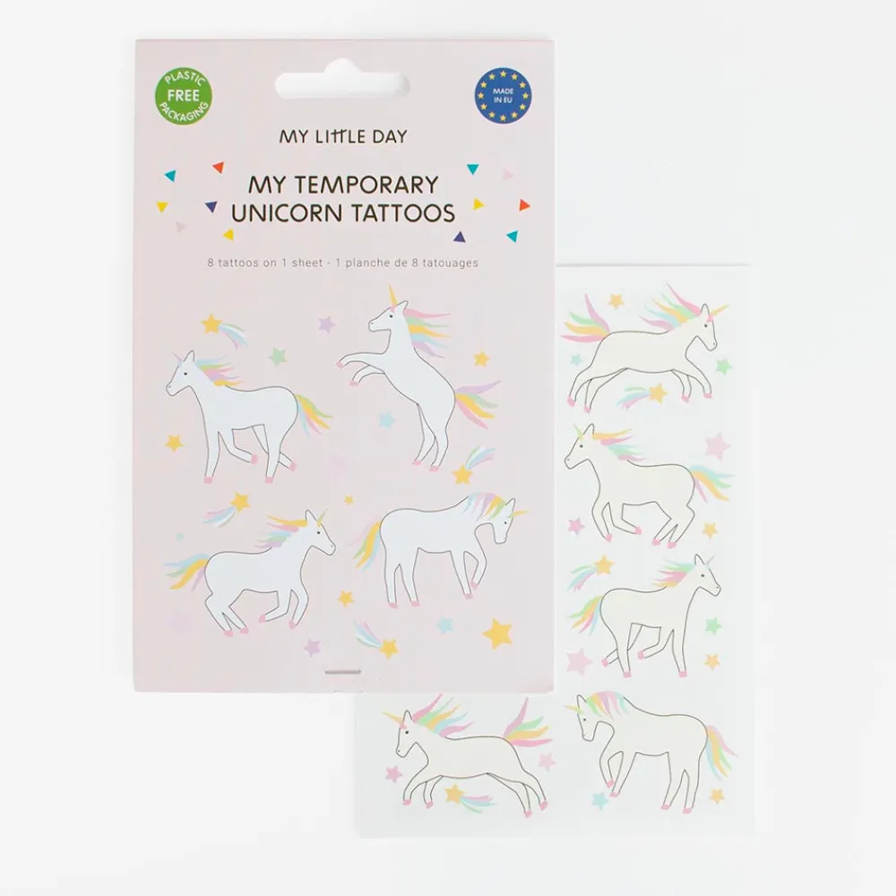 New My Little Day 1 Sheet Of 8 Galactic Unicorn Tattoos