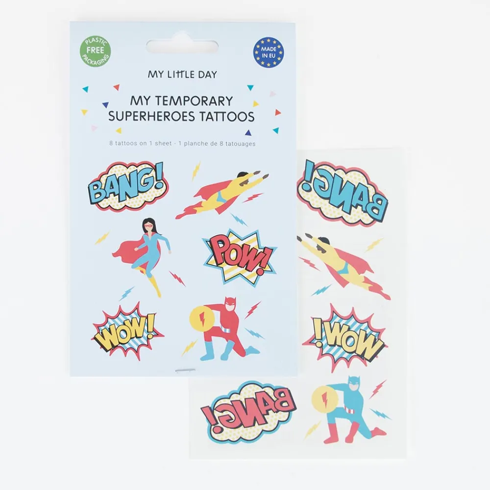 New My Little Day 1 Sheet Of 8 Superhero Tattoos